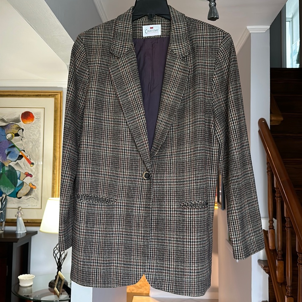 Vintage Courtenay Plaid Boyfriend Jacket Sz L